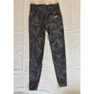 Gymshark Adapt Camo Seamless Leggings in Black Small Running Yoga Butt Scrunched